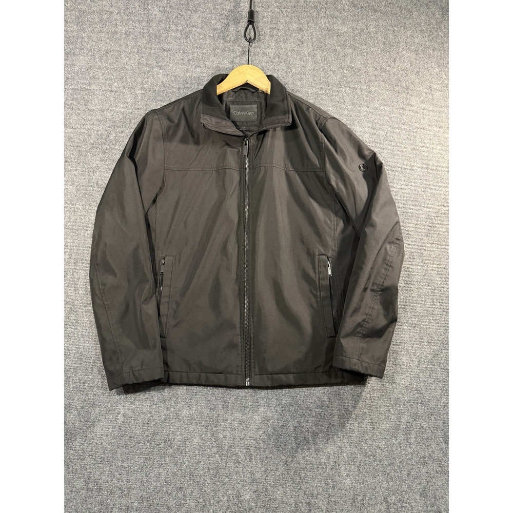 Calvin Klein Mens Medium M Black Full Zip Lightweight Windbreaker Jacket Logo